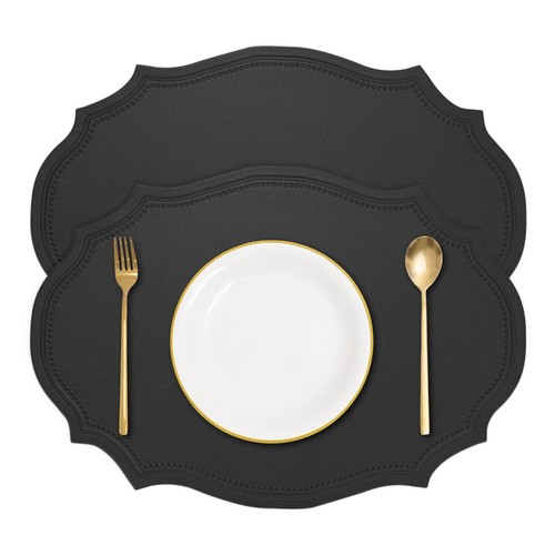 Set black leather - black, oval