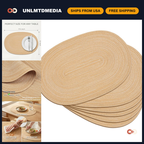 Woven oval braided placemats - woven,