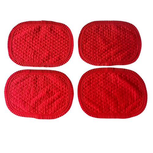 Red quilted placemats set 4 - placemats, of