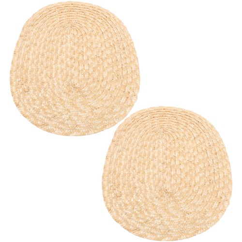 Beige oval woven straw - beige,