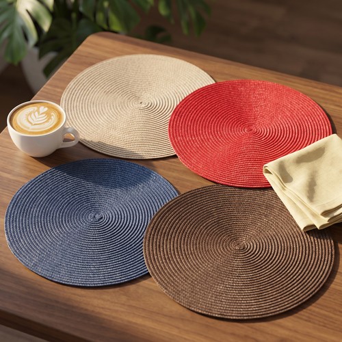 Round woven pcs placemats - round, 4/6